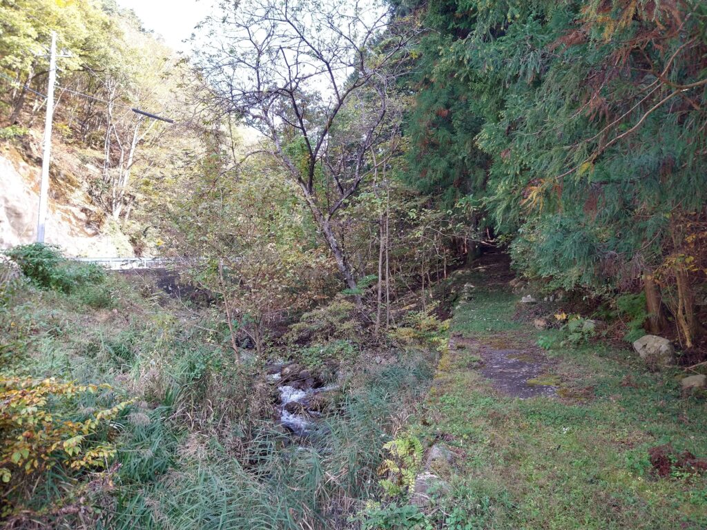気持ちの良い川の流れる音を聞きながら、茂みの中に続く参道を歩きます。