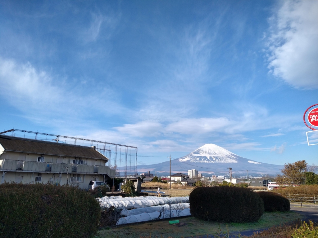 東山厳島神社の直ぐ側から見えた富士山。いい天気。